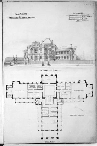 Plans of the Law Courts, perspective view