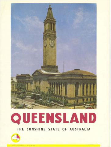 Photographic print featuring Brisbane City Hall, c 1976