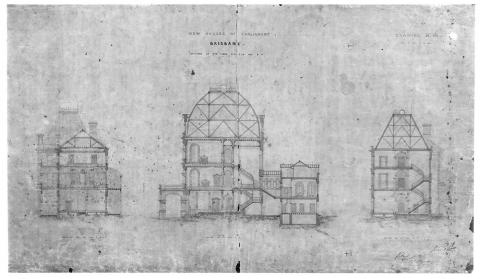 Architectural drawings of Parliament House, Brisbane 1867
