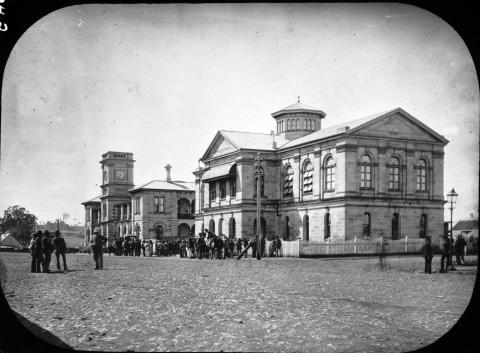 View of Court House and Post Office in Toowoomba, c1880