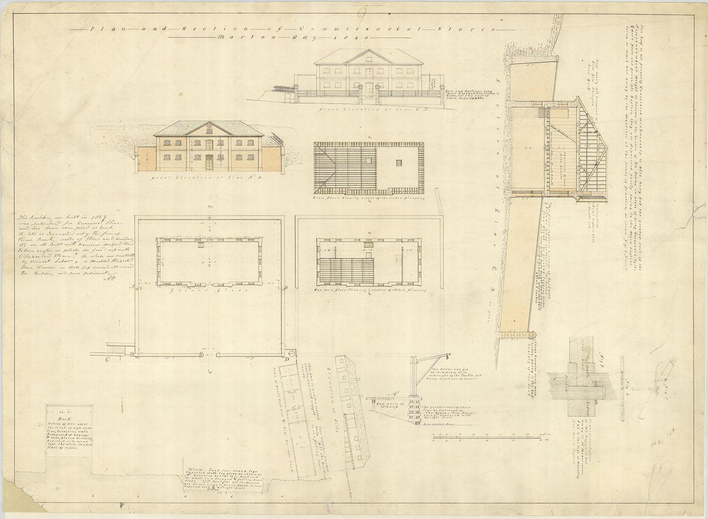 Architectural drawings of the Brisbane Commissariat Store